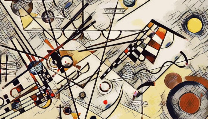 Fashionable card with abstract shapes for printing. Fashionable card with abstract shapes for printing. Use for cover, wallpaper, wall art. Inspiration by Kandinsky's art.